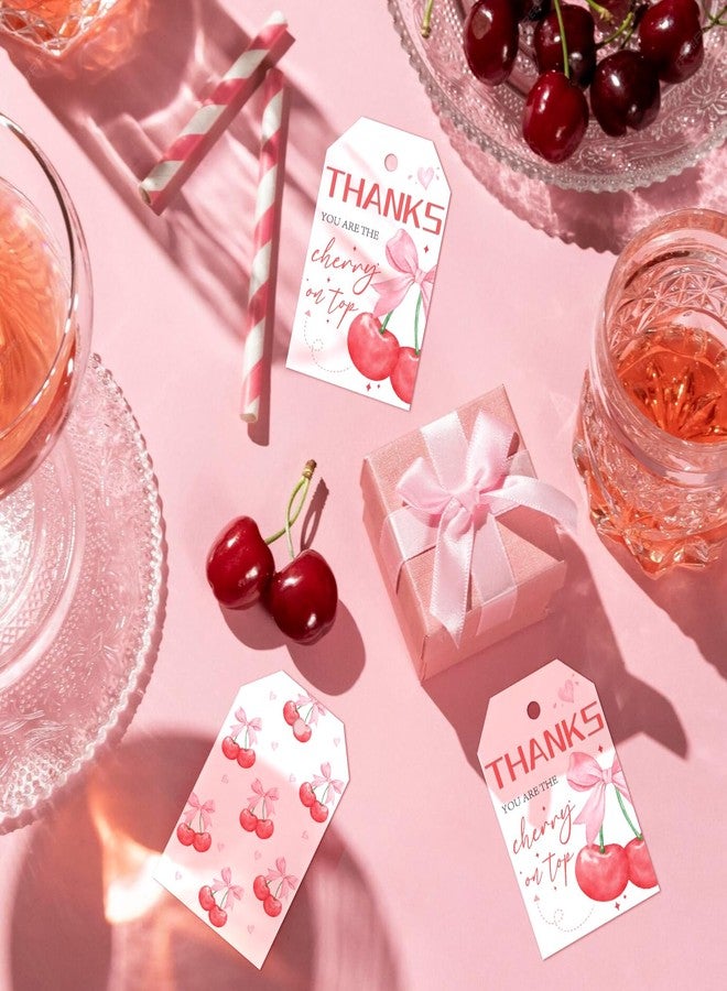 Aukolass 50pcs She's The Cherry On Top Favor Tags, Thank You Cherry Much Gift Tags for Sweet Cherry Themed Birthday and Baby Shower Party Gift Wrapping Decoration - Image 5